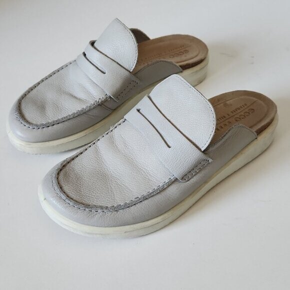 ECCO | Corksphere Mules Slides Gray Leather Sz 37 - Picture 2 of 6